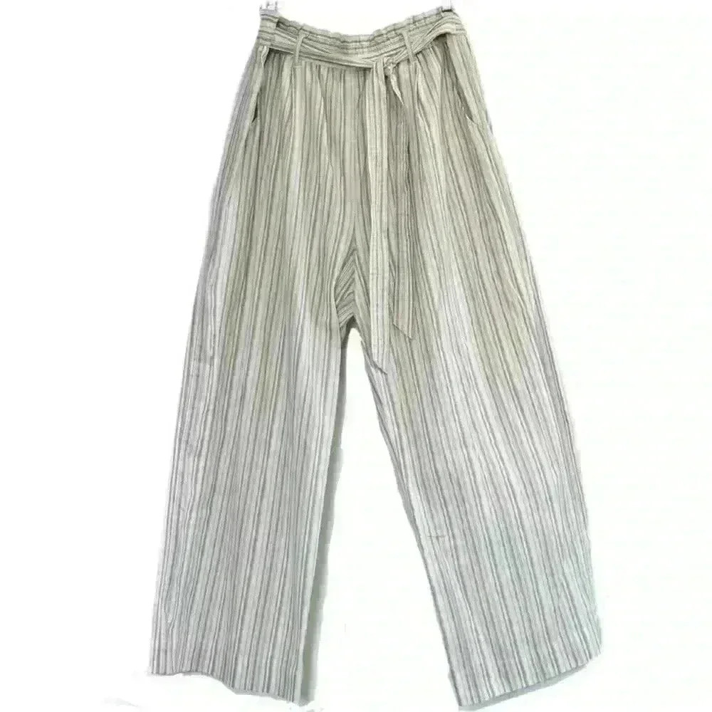 🌈 6/$60 Kate & Sam Paperbag Pants Belt Cream Gold Tan Pockets Wide Leg Size XXL